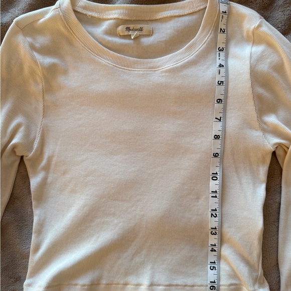 Madewell Brightside Supercrop Crewneck Long-Sleeve Tee Antique Cream M - Picture 6 of 7